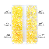 Mixed Sizes 6 Grid Box Mocha Yellow Mermaid Tears Glass Half Pearls Rhinestones WholesaleRhinestone